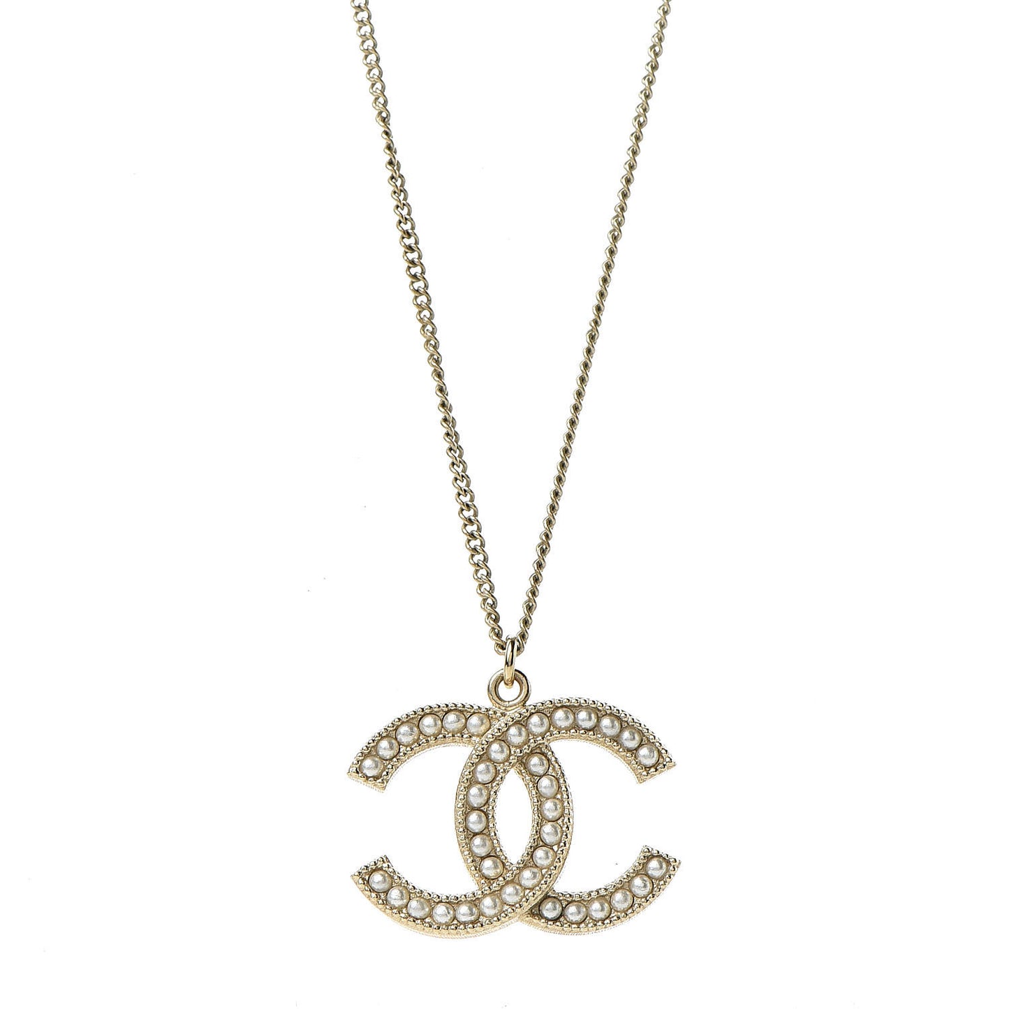 Pearl CC Pendant Necklace Gold