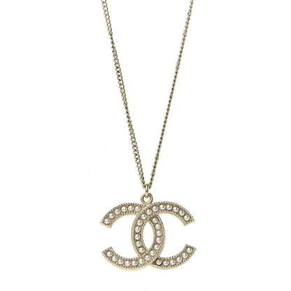 Chanel Pearl CC Pendant Necklace Gold 4 of 5