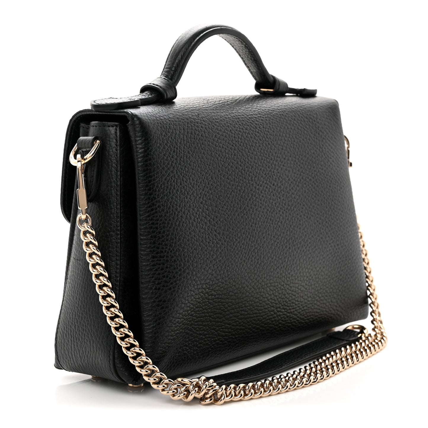 Dollar Calfskin Interlocking G Top Handle Shoulder Bag Black