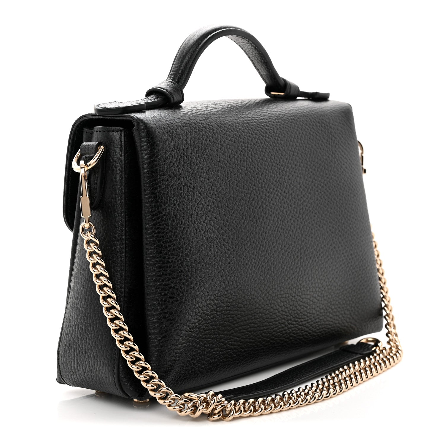 Gucci Dollar Calfskin Interlocking G Top Handle Shoulder Bag Black 3 of 10