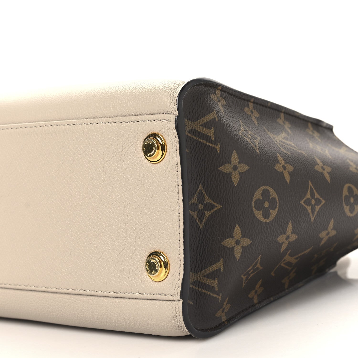 Louis Vuitton Calfskin Monogram On My Side MM Greige 9 of 9