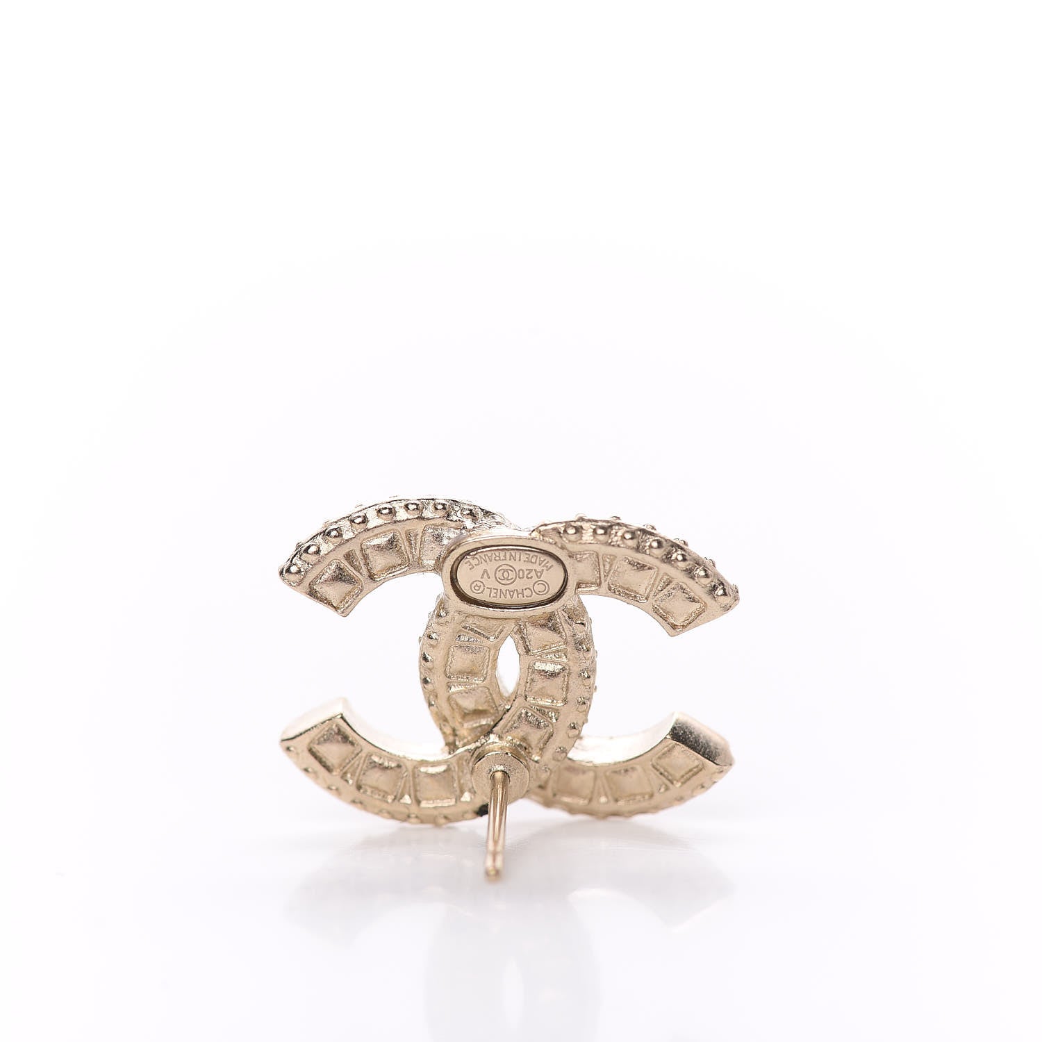 Chanel Crystal Timeless CC Earrings Light Gold 4 of 5