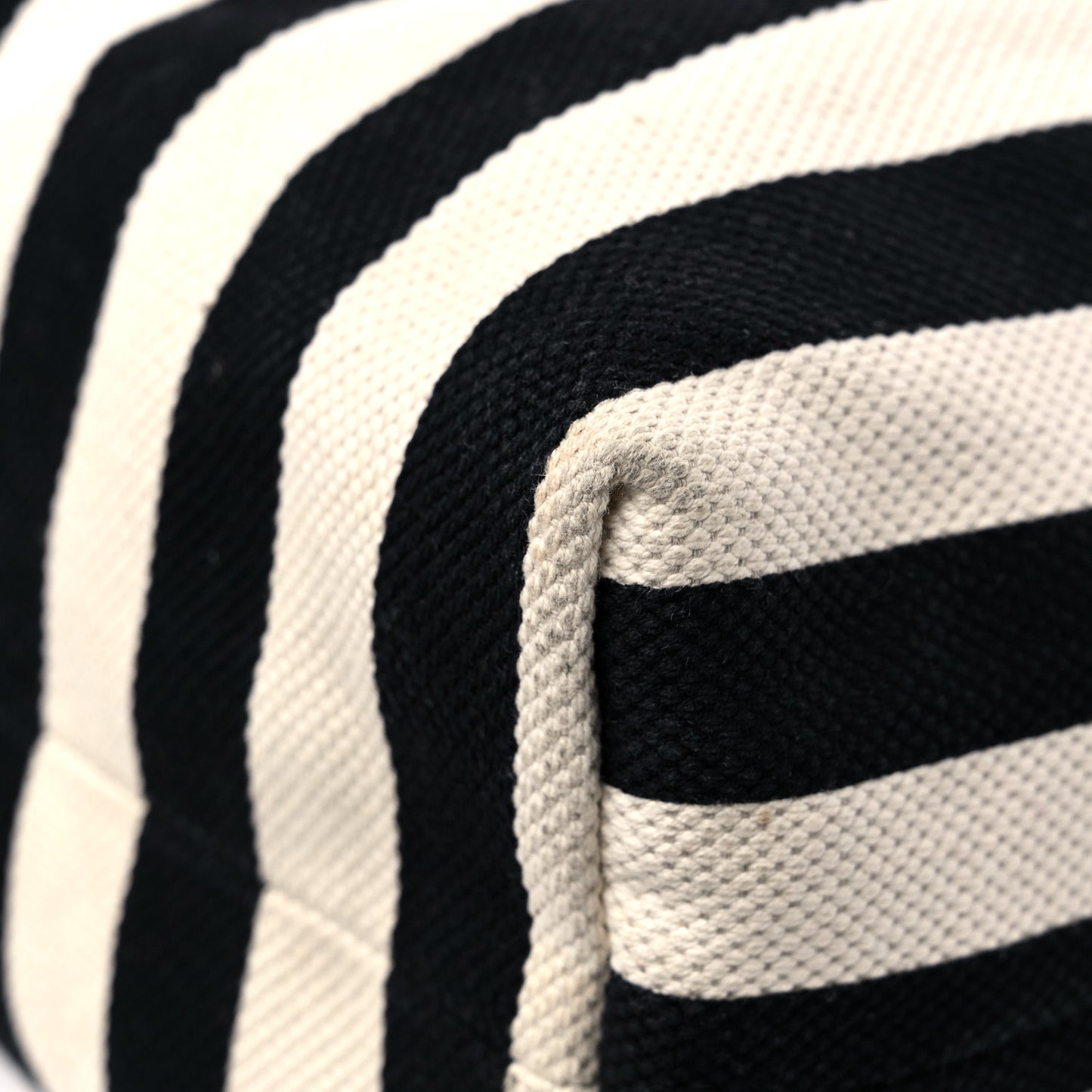 Cotton Canvas Stripe Logo Mens Tote White Black