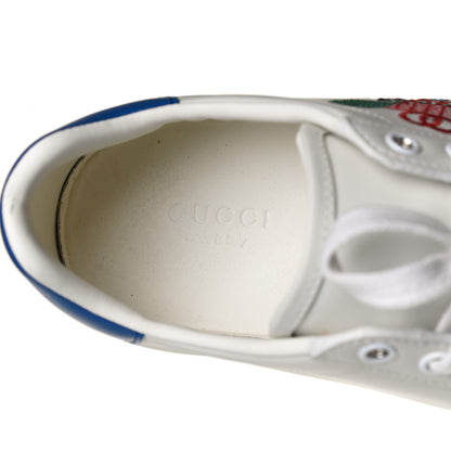 Gucci Calfskin Miro Soft Tennis Embroidered Womens Ace Sneakers 39 White Rio Blue 9 of 12