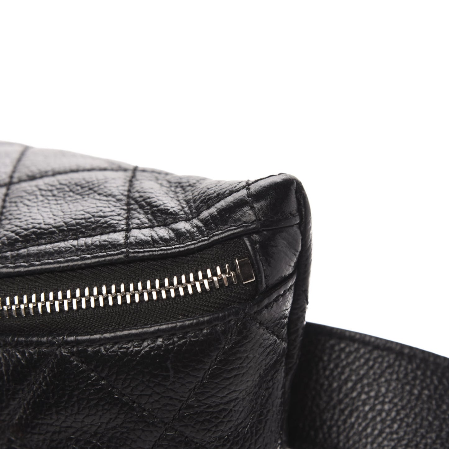 Grained Calfskin Quilted Waist Belt Bag Black
