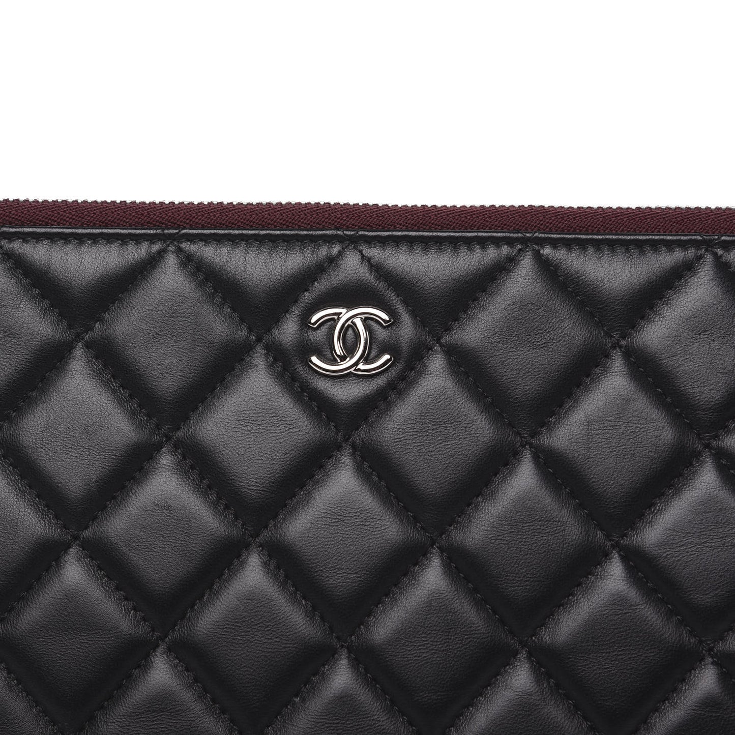 Lambskin Quilted Large Cosmetic Case Black