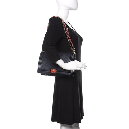 Chanel Lambskin Embossed New Medium Boy Cube Flap Navy 2 of 10