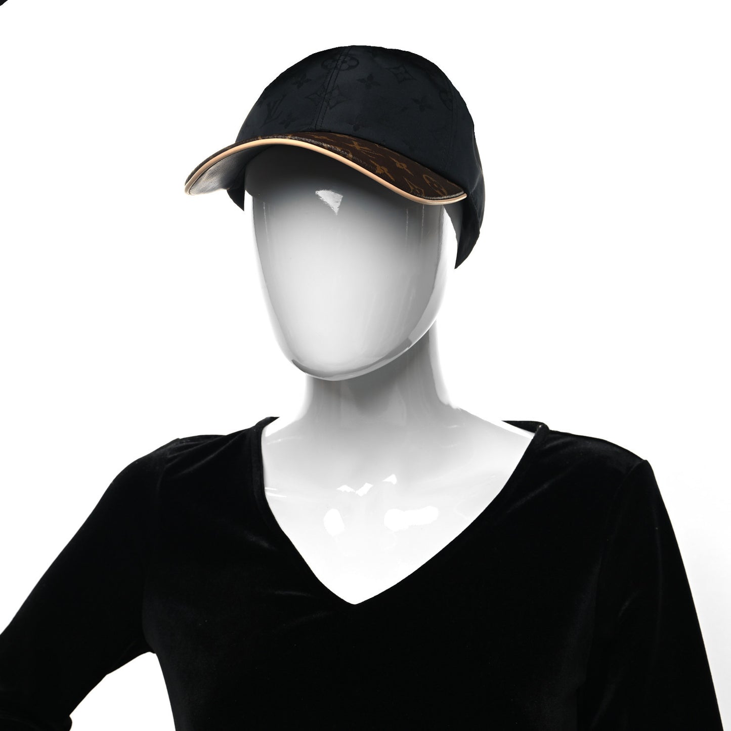 Polyester Silk Monogram LV Get Ready Cap M Black