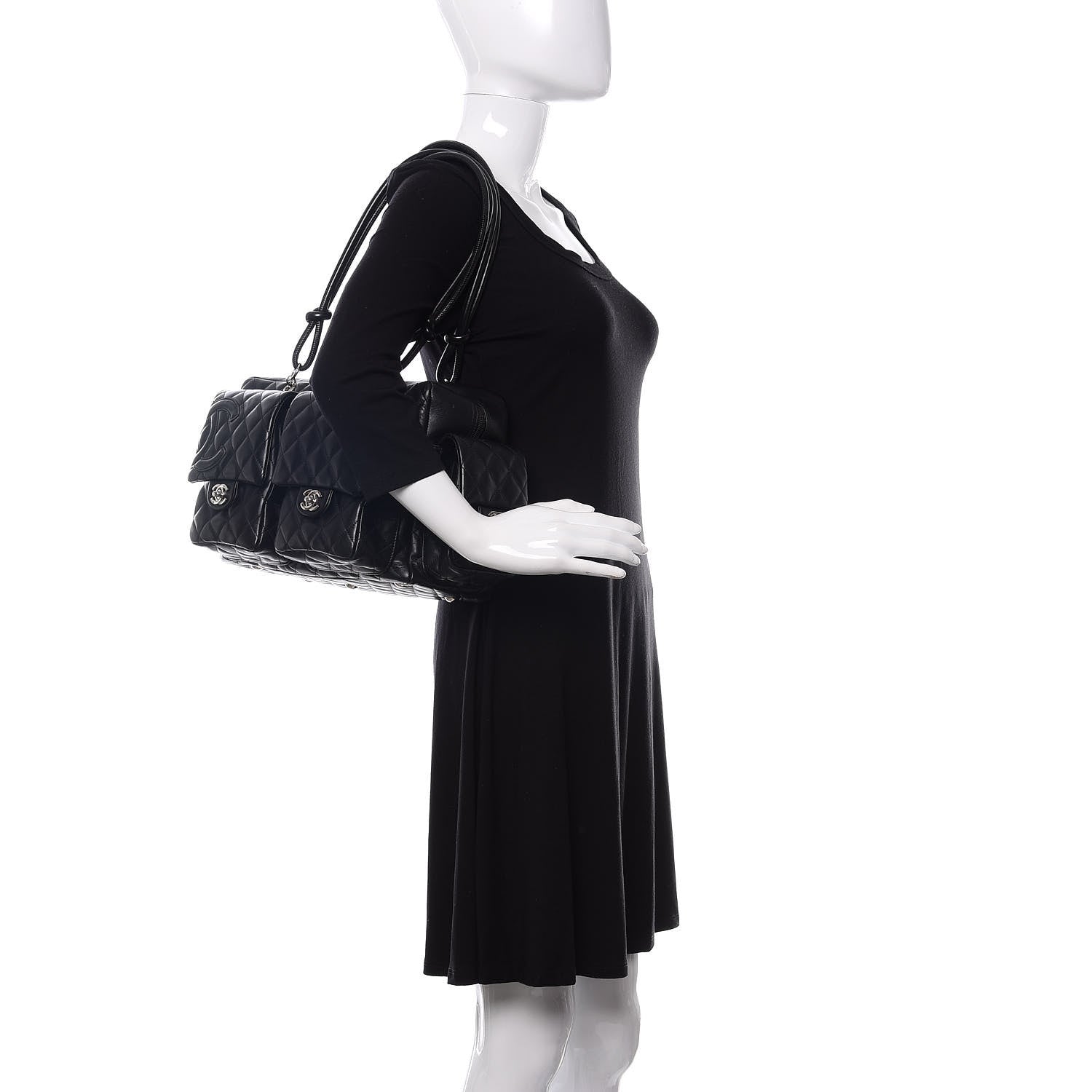Chanel Calfskin Quilted Large Cambon Multipocket Reporter Black 2 of 11
