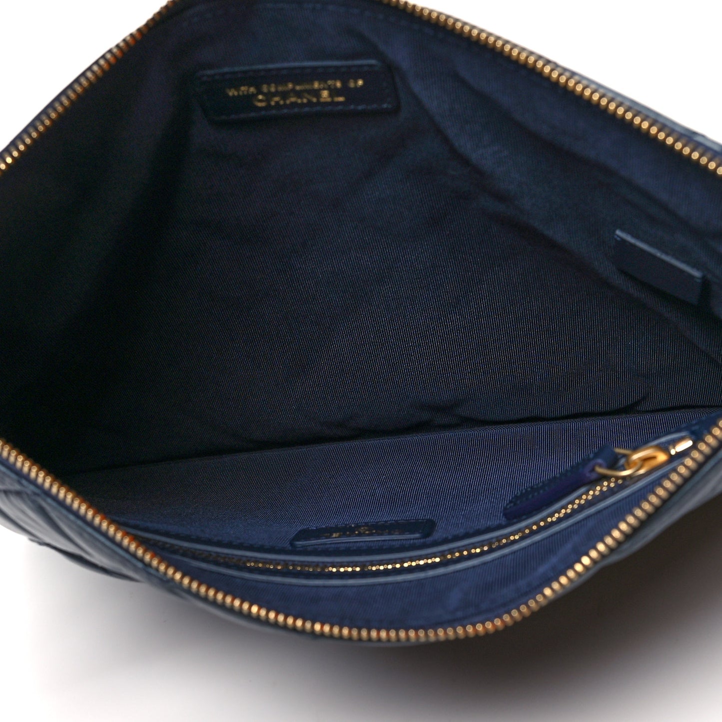 Lambskin Quilted Pearl Crush Medium Cosmetic Case Dark Blue