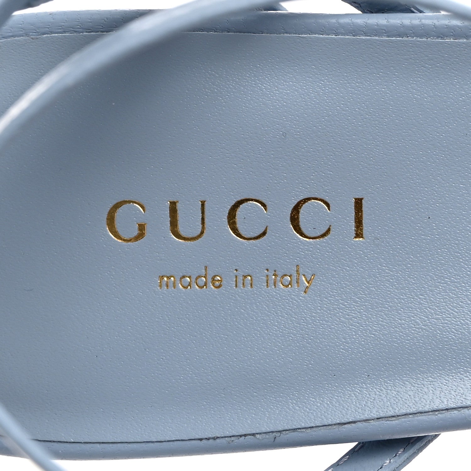 Gucci Nappa Charlotte Heel Sandals 37 Porcelain Light Blue 6 of 8