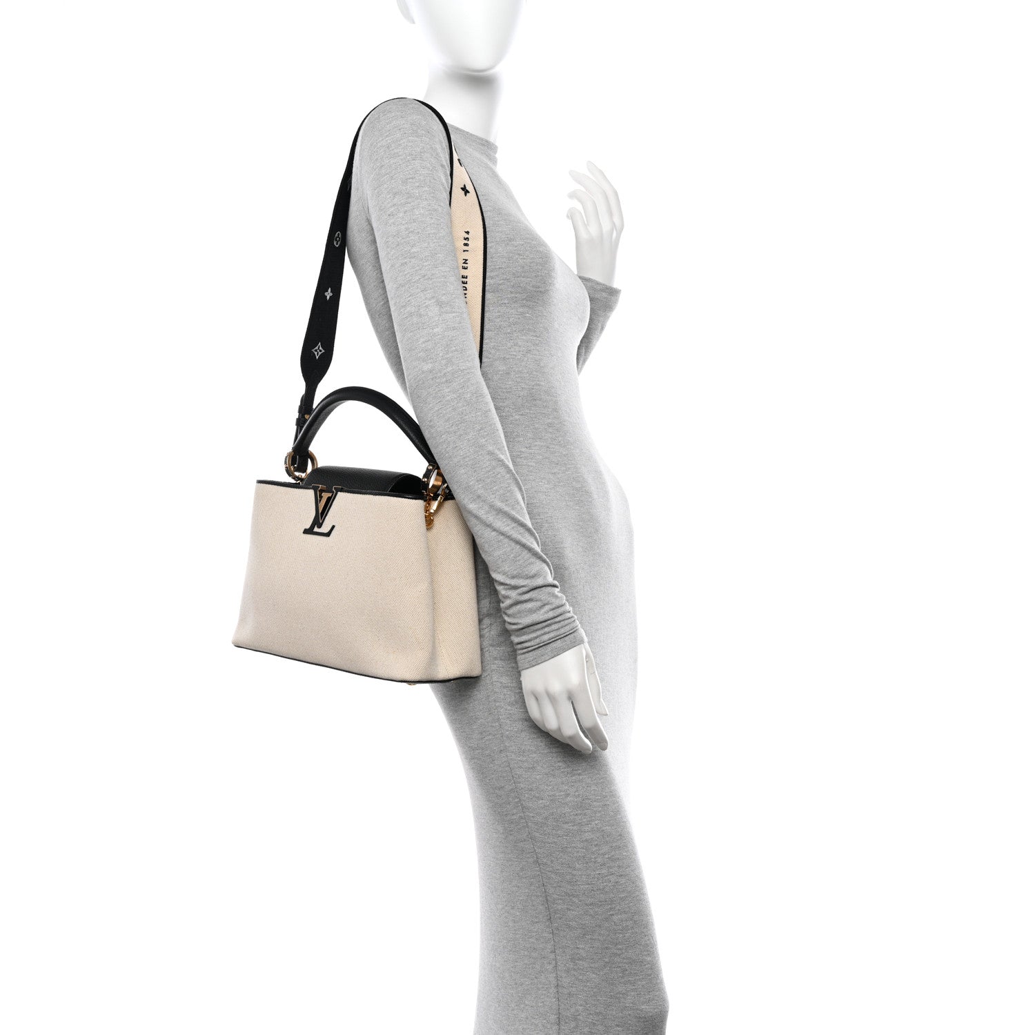 Louis Vuitton Canvas Taurillon Capucines MM Black 2 of 9