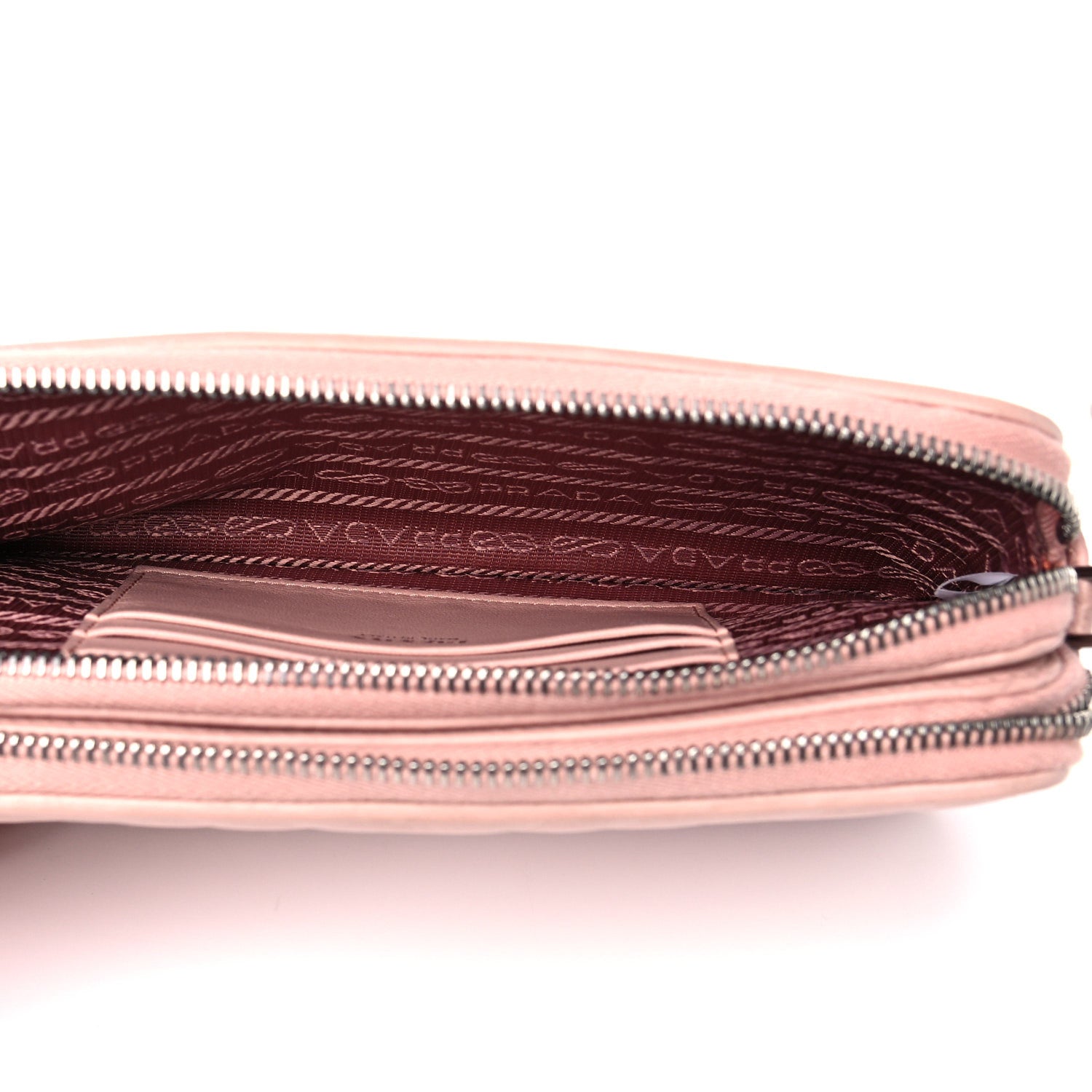 Prada Nappa Impunture Diagramme Mini Double Zip Chain Crossbody Bag Orchidea 7 of 16
