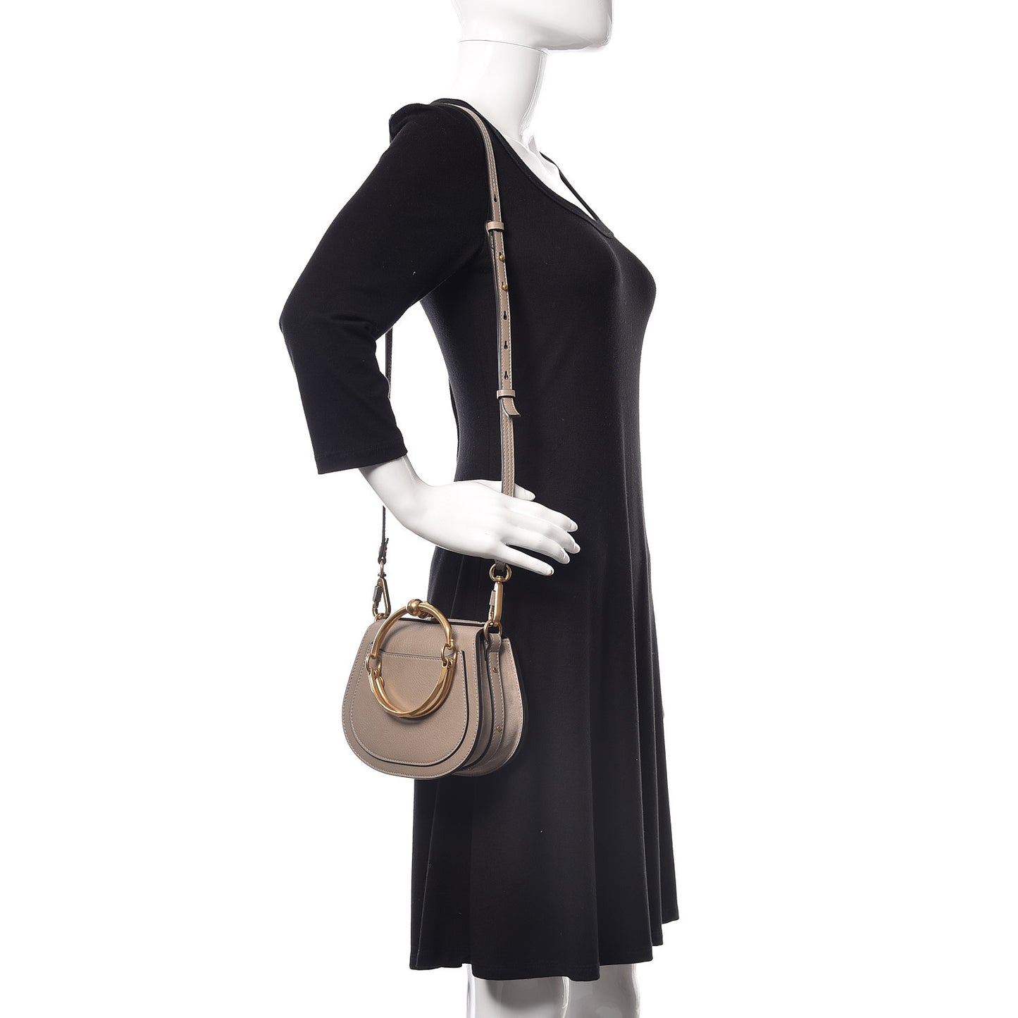 Calfskin Suede Small Nile Bracelet Bag Motty Grey