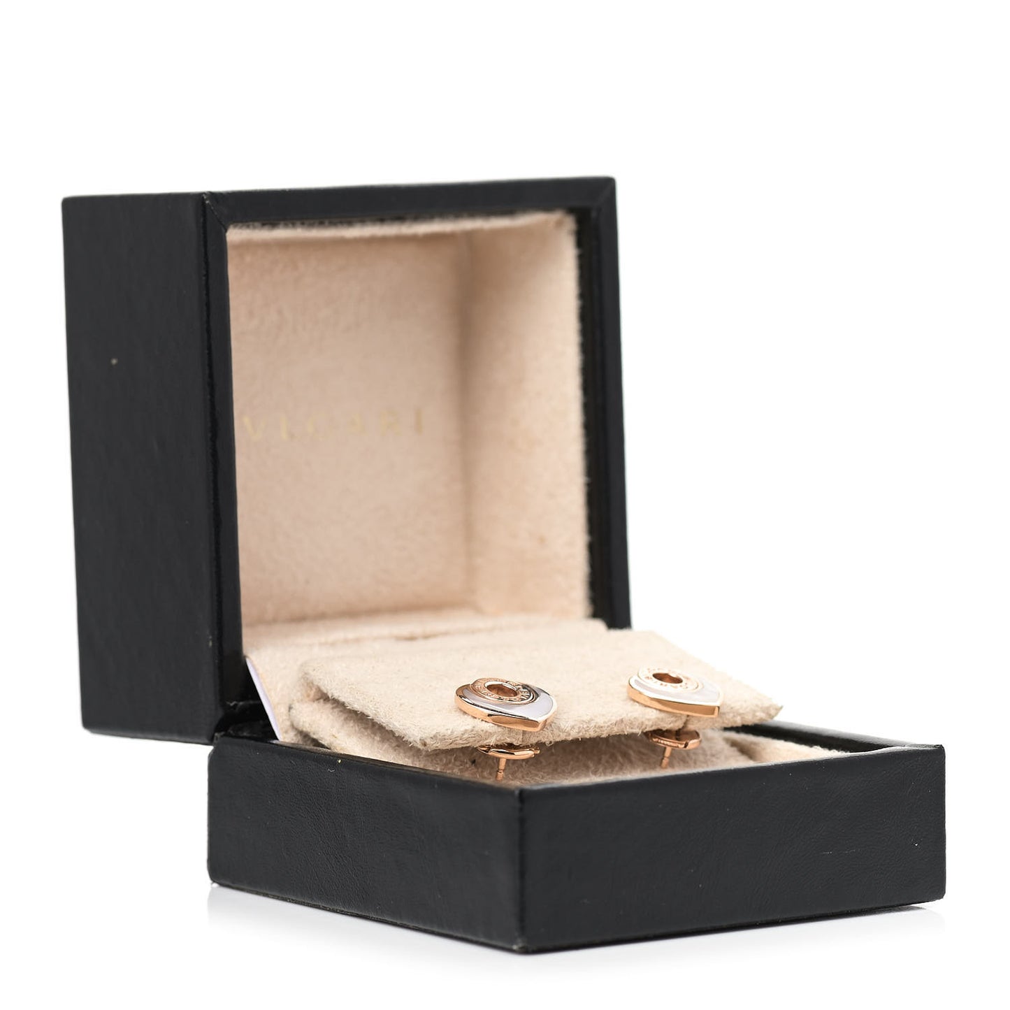 18K Rose Gold Mother of Pearl BVLGARI BVLGARI Cuore Stud Earrings