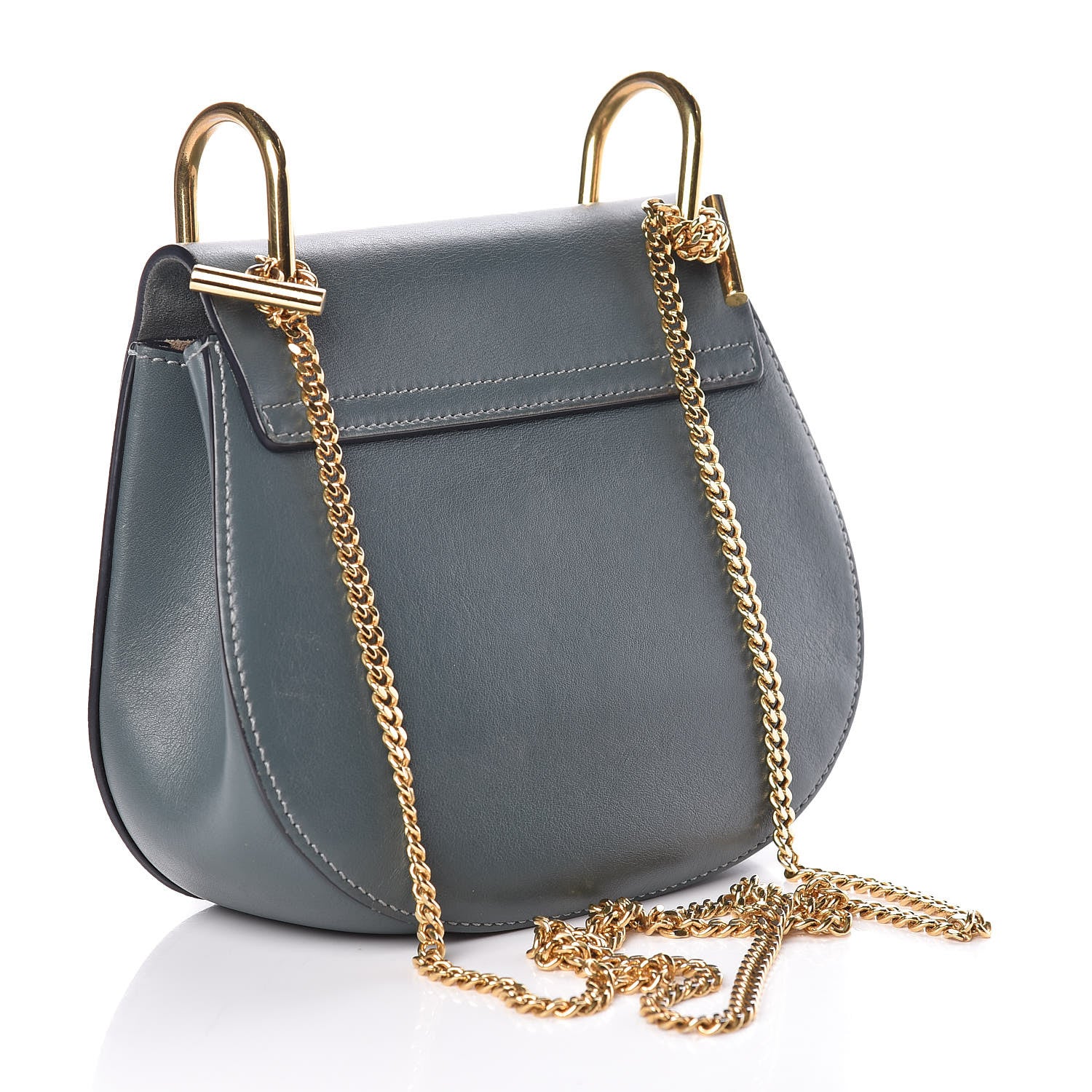 Chloe Suede Smooth Calfskin Mini Drew Shoulder Bag Cloudy Blue 3 of 12