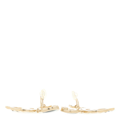 Chanel Metal Gripoix Along The Nile Clip On Earrings Gold Green 3 of 5