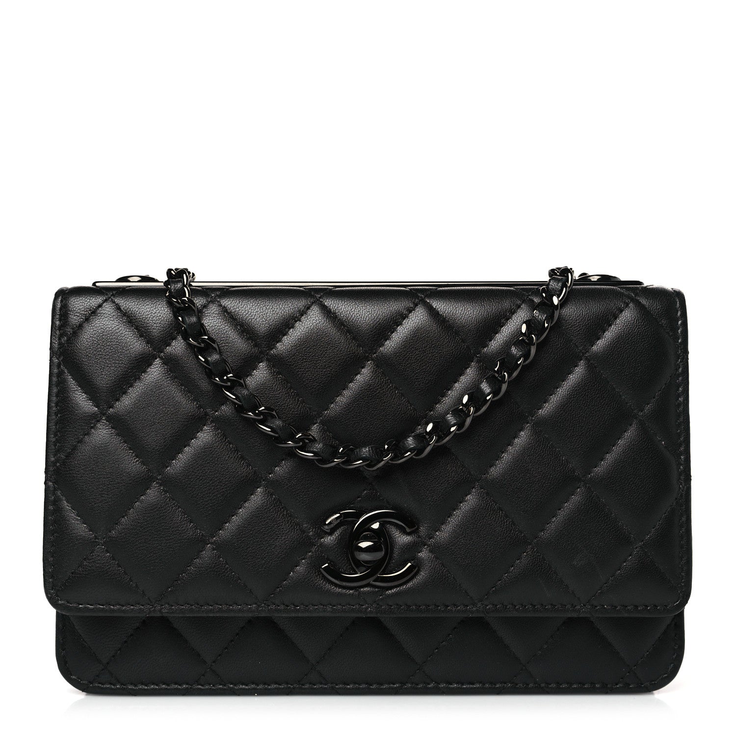 Chanel Lambskin Quilted Trendy CC Wallet On Chain WOC So Black 1 of 10