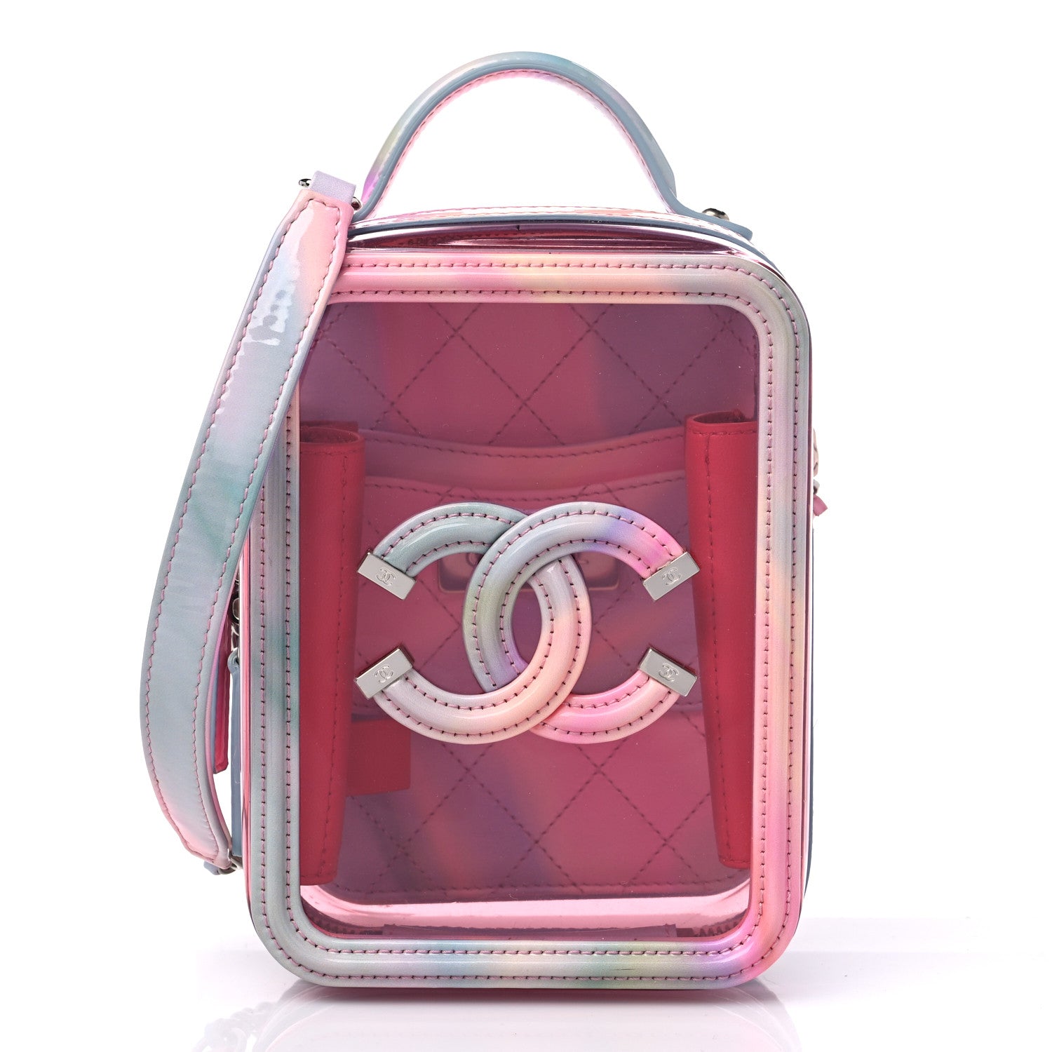 Chanel PVC Patent Calfskin Patent Lambskin Vertical Vanity Case Pink 3 of 10