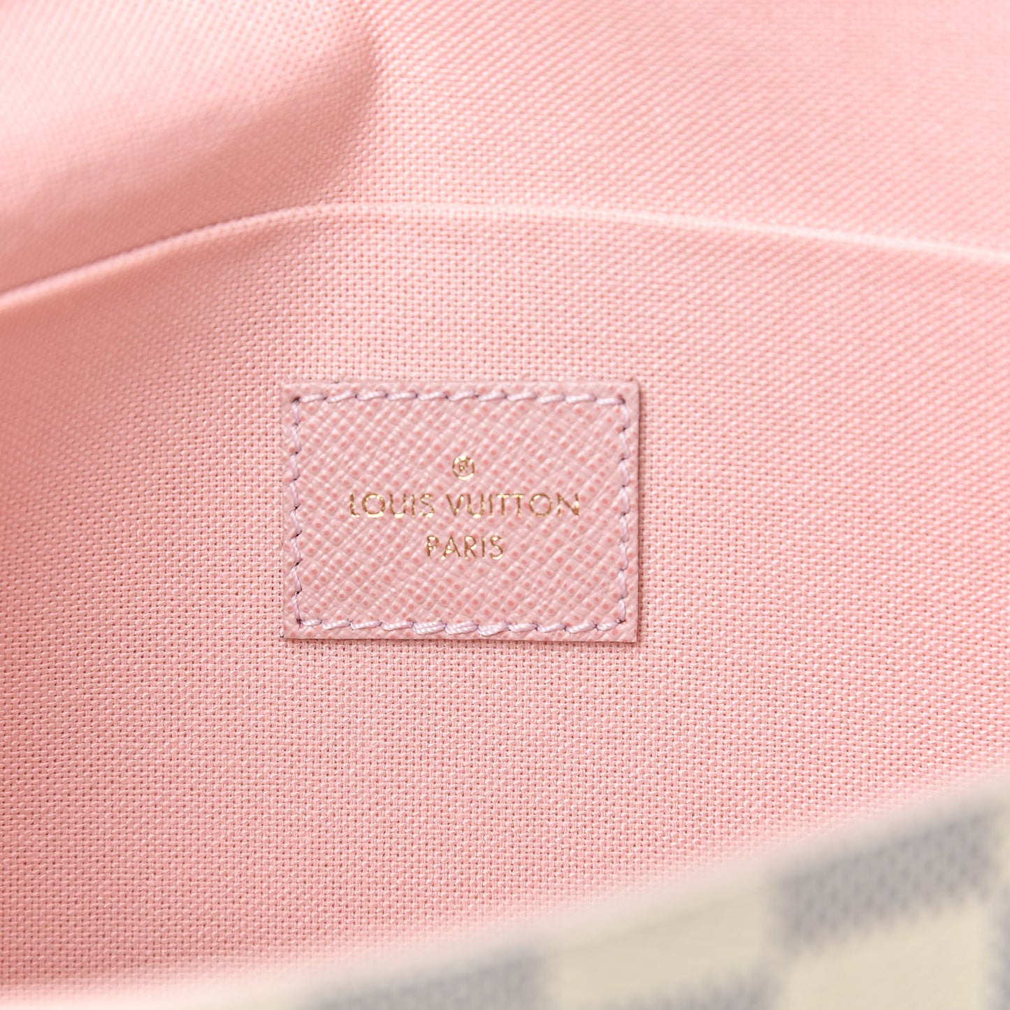 Damier Azur Pochette Felicie Chain Wallet Rose Ballerine