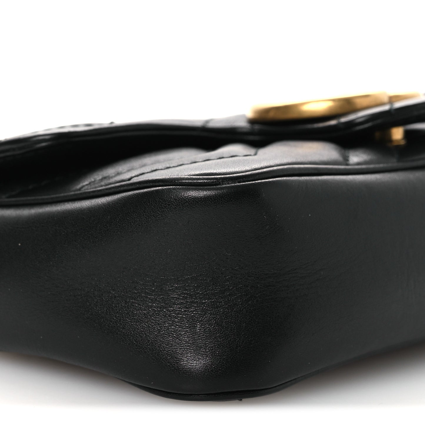 Calfskin Matelasse Super Mini GG Marmont Shoulder Bag Black