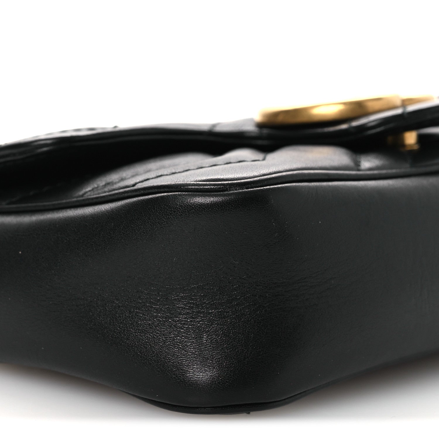 Gucci Calfskin Matelasse Super Mini GG Marmont Shoulder Bag Black 8 of 11