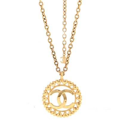 Chanel Metal CC Heart Medallion Chain Pendant Necklace Gold 4 of 6