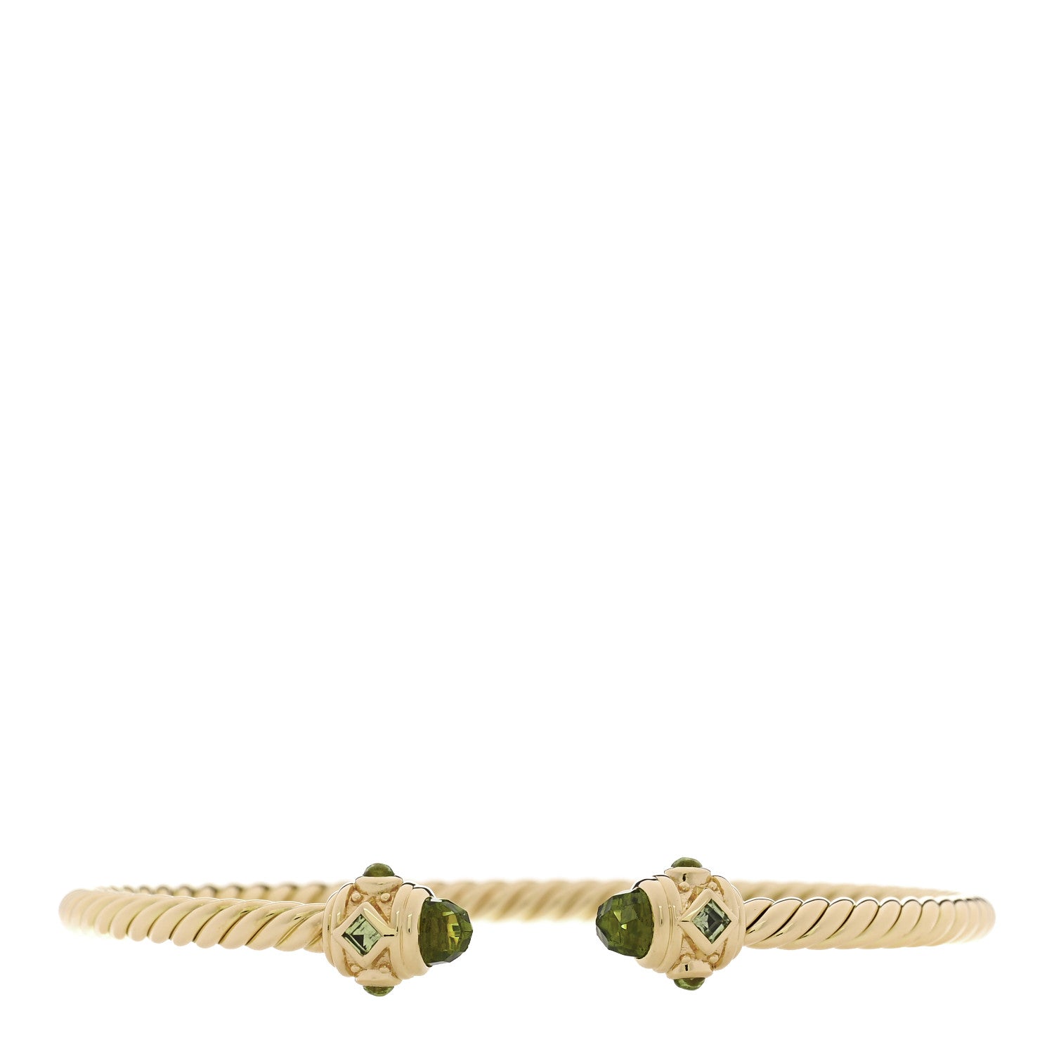 David Yurman 18K Yellow Gold Peridot 3.5mm Renaissance Bracelet 1 of 4