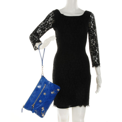 Balenciaga Agneau Giant 21 Silver Hardware Flat Handle Clutch Electric Bleu 5 of 12