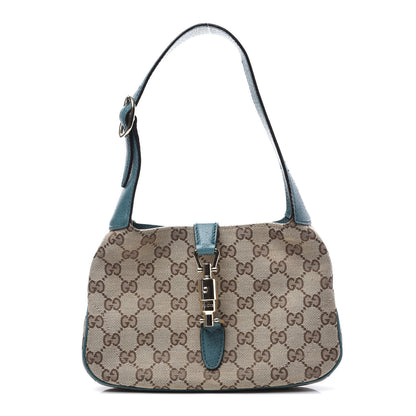 Gucci Monogram Web Small Piston Jackie O Hobo Turquoise 1 of 10