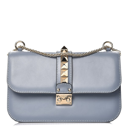 Valentino Garavani Vitello Medium Glam Lock Rockstud Flap London Stone 1 of 7