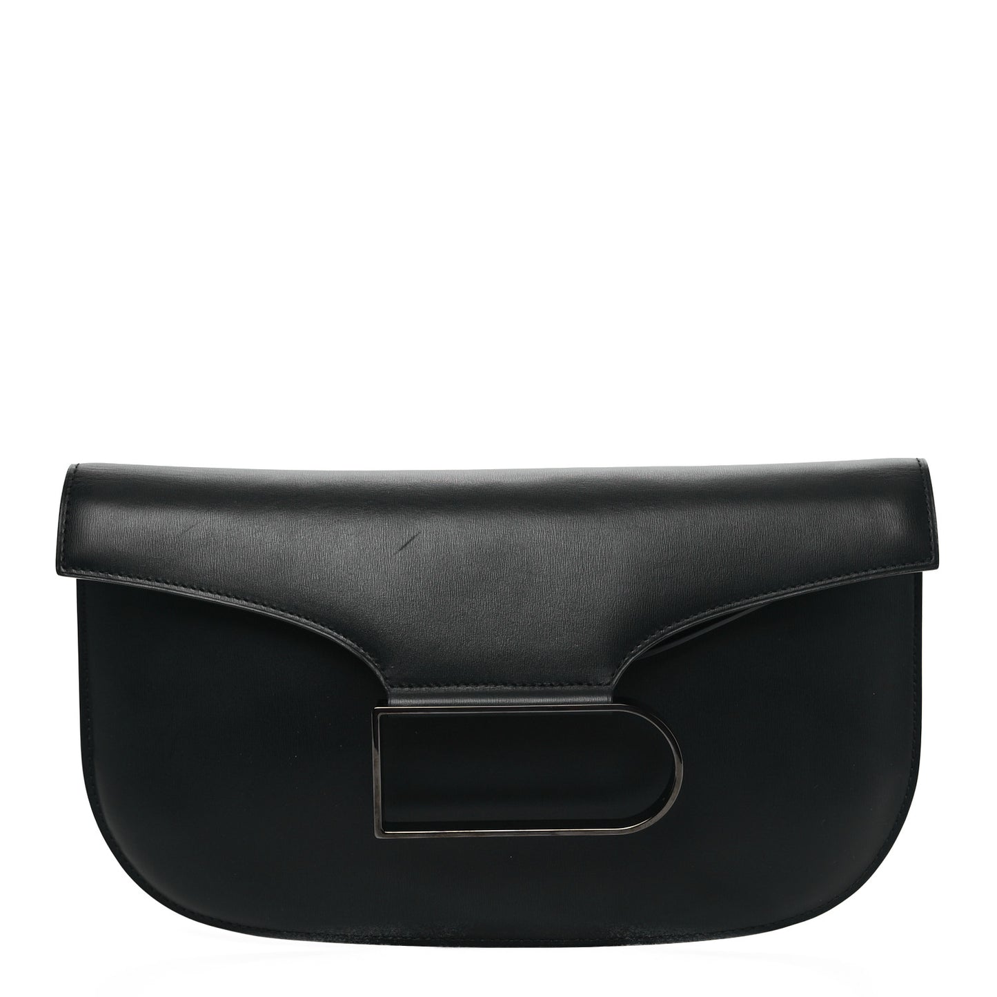 Box Calfskin Double Je Clutch Black