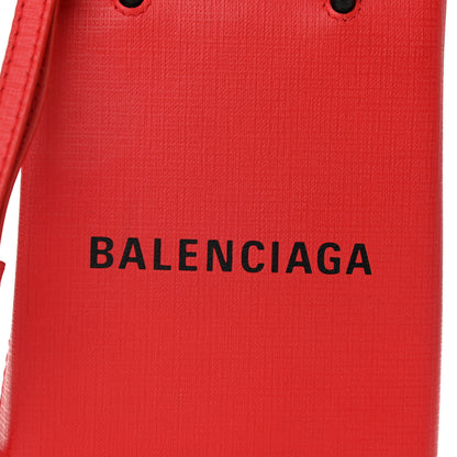Balenciaga Squared Calfskin Logo Shopping Phone Holder Bag Red 7 of 9