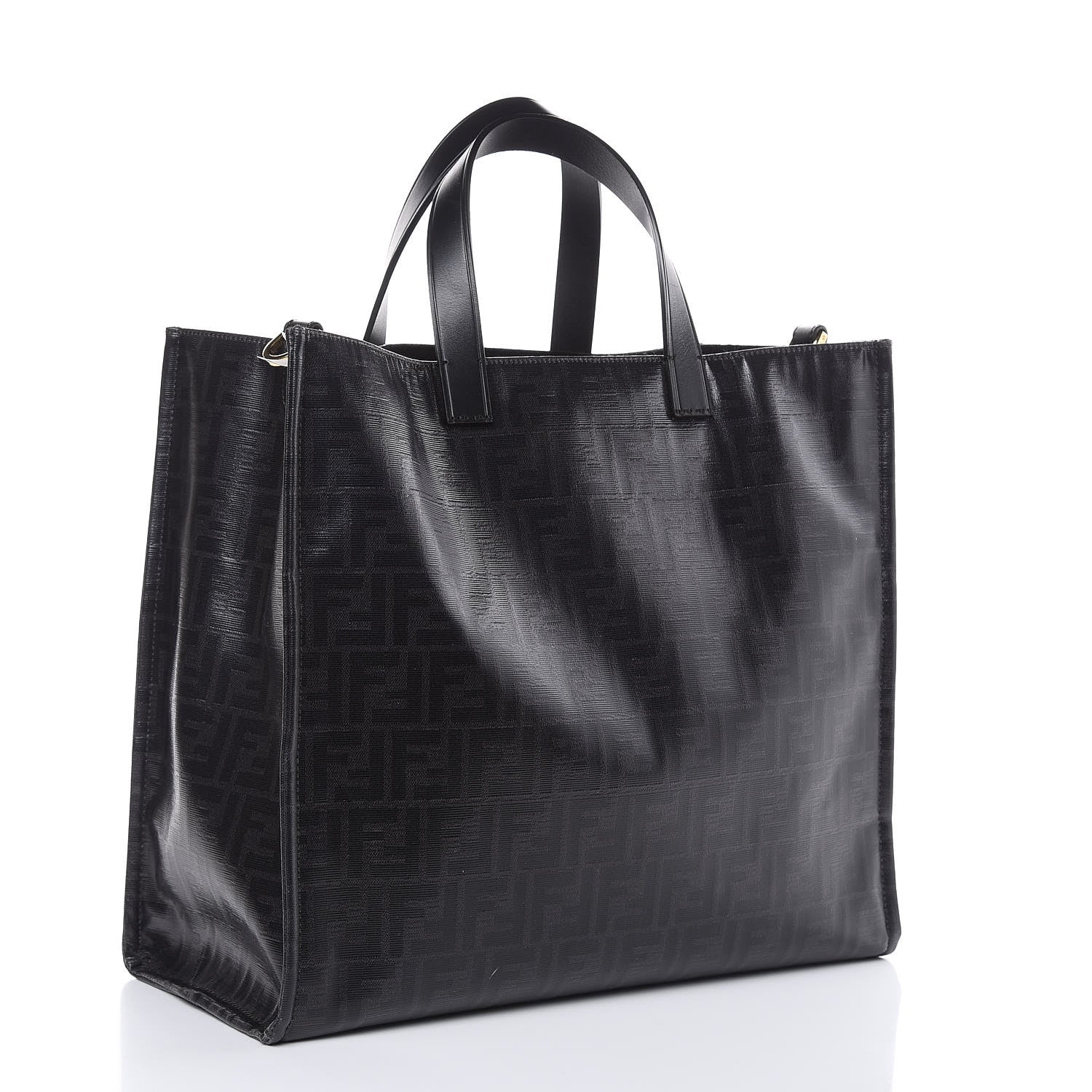 Fendi X FILA Glazed Fabric FF 1974 Mania Shopping Tote Bag Black White 3 of 11