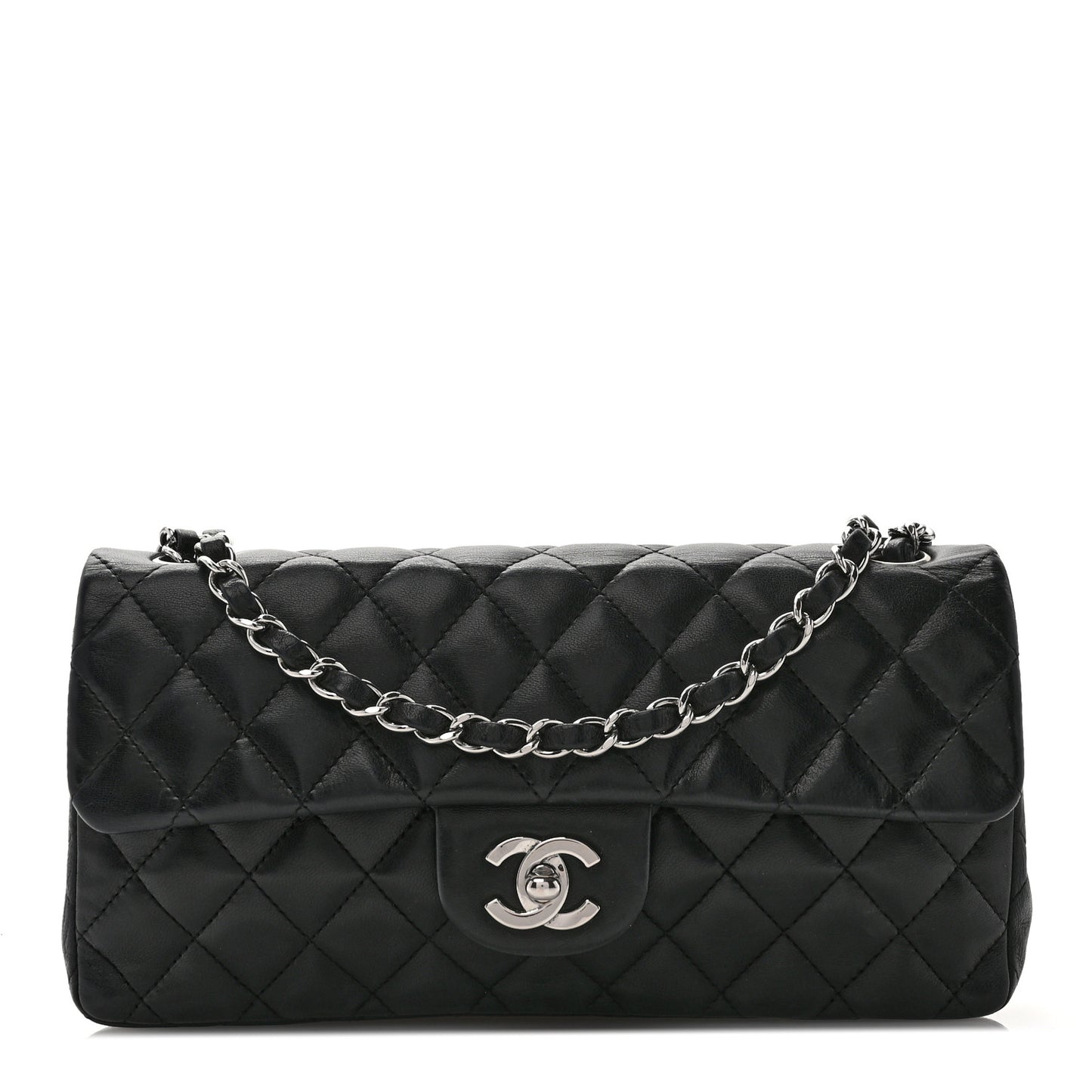Lambskin Quilted East West Flap Black