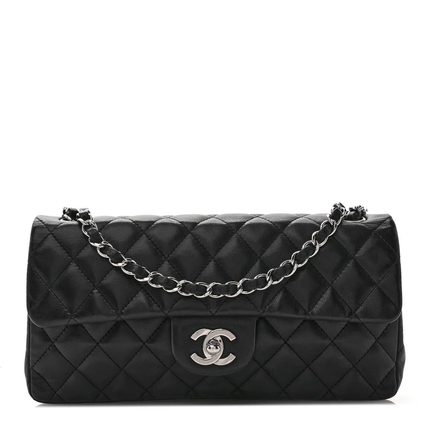Chanel Lambskin Quilted East West Flap Black 1 of 13