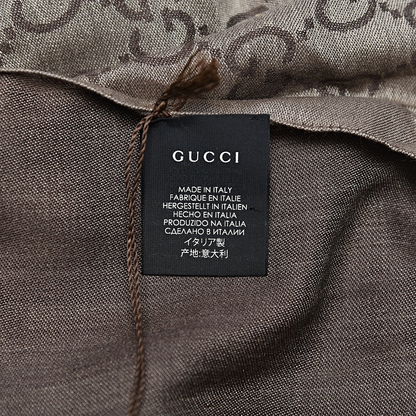 Wool Silk GG Monogram GGNat Scarf Rope Dark Brown