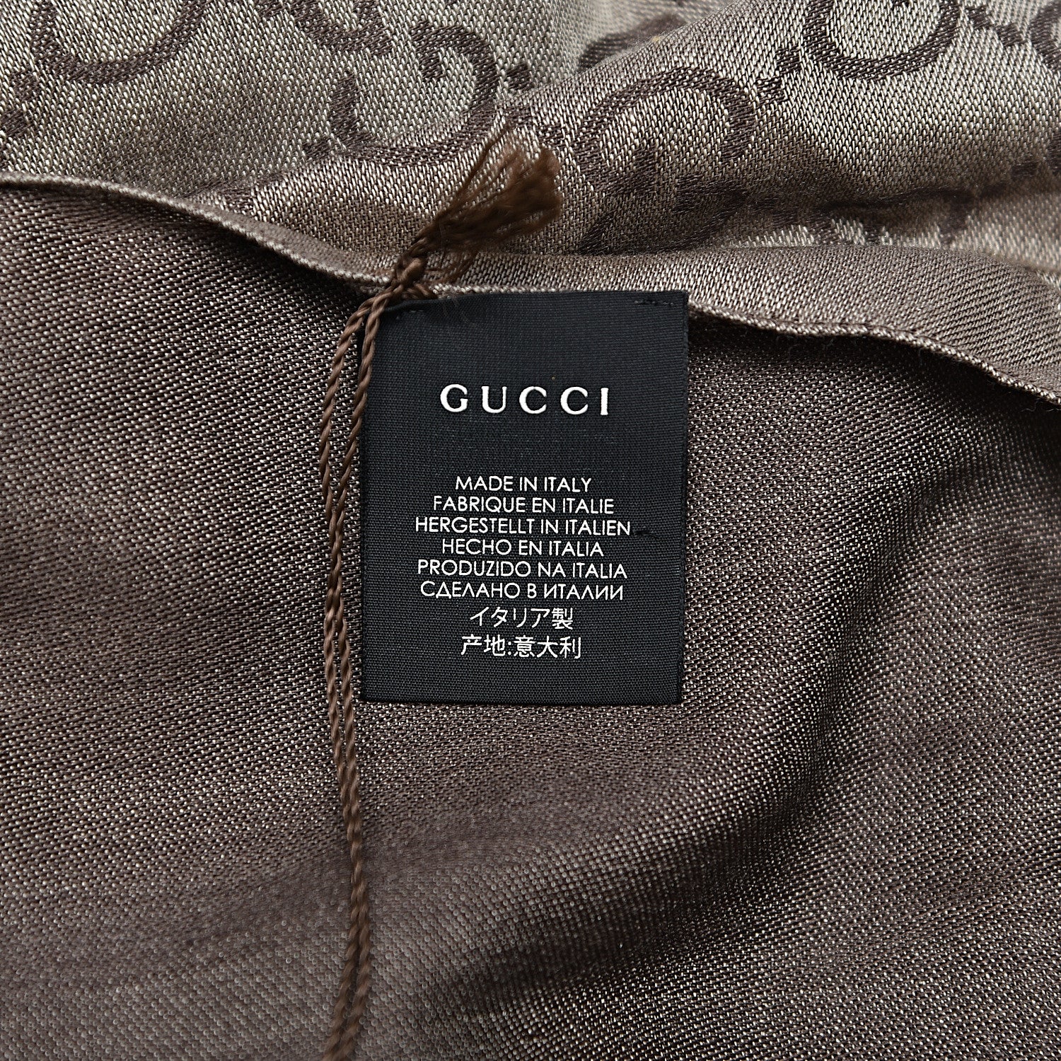 Gucci Wool Silk GG Monogram GGNat Scarf Rope Dark Brown 4 of 8