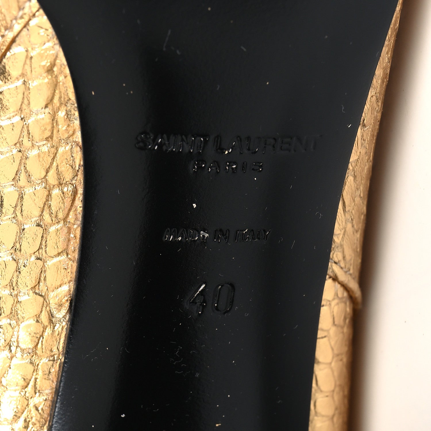 Saint Laurent Metallic Calfskin Python Embossed Knee Boot 40 Gold 7 of 9