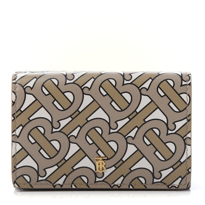 Burberry Grained Calfskin Monogram Double Flap Lark Wallet Beige 1 of 10
