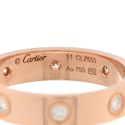 Cartier 18K Pink Gold 8 Diamond 4mm LOVE Wedding Band Ring 51 5.75 4 of 4