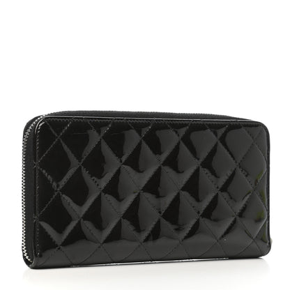 Chanel Patent Quilted Brilliant Zip Around Wallet Black 3 of 9
