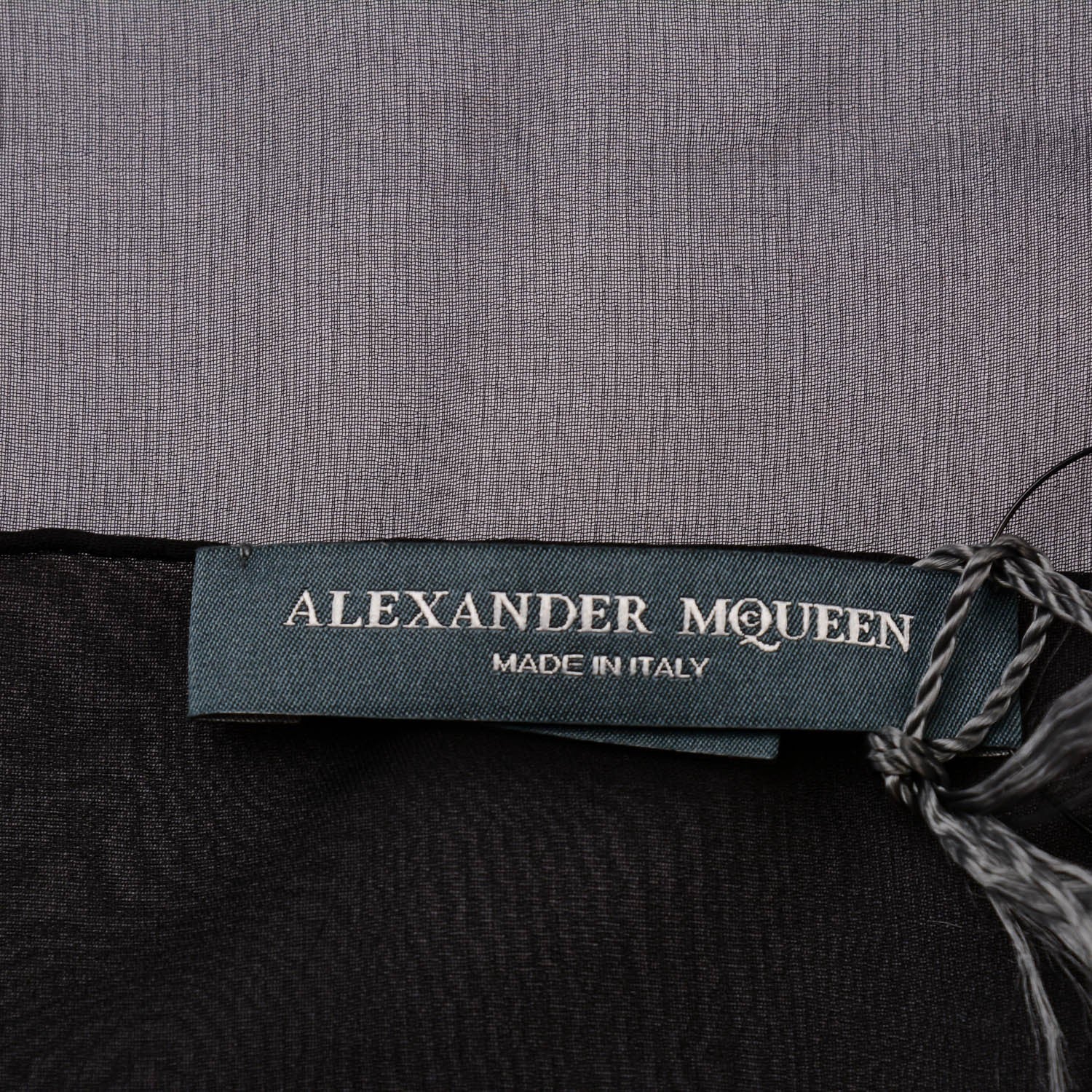Alexander McQueen Silk Chiffon Escher Ivy Scarf Black Dark Green 5 of 7