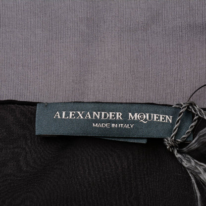 Alexander McQueen Silk Chiffon Escher Ivy Scarf Black Dark Green 5 of 7