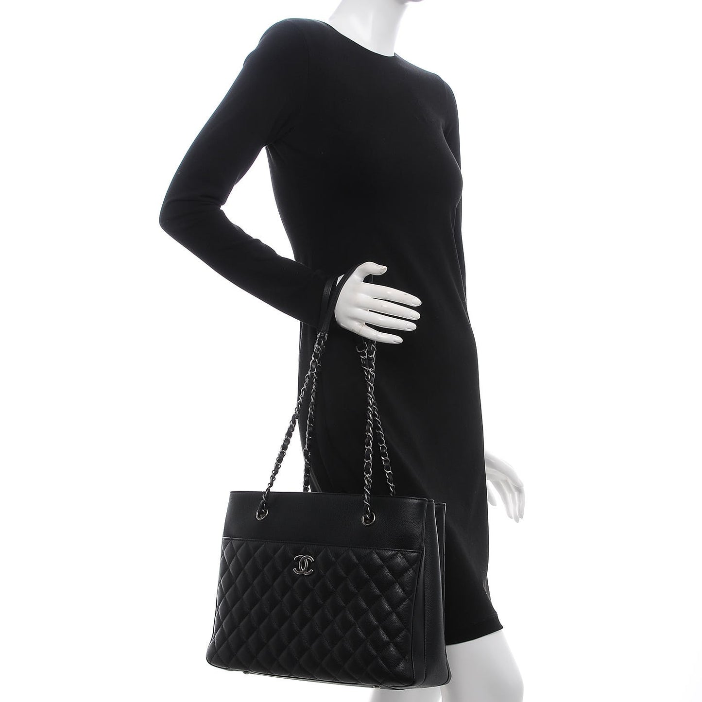 Caviar Quilted Urban Companion Shopping Tote Black