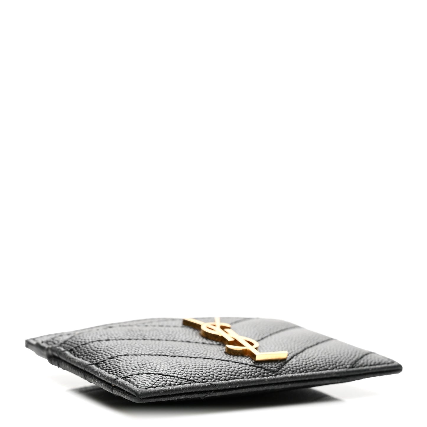 Grain De Poudre Matelasse Chevron Monogram Credit Card Case Black