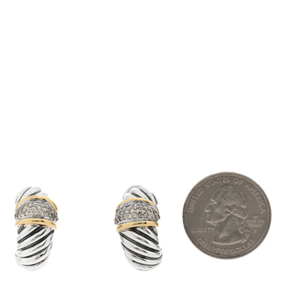 David Yurman Sterling Silver 18K Yellow Gold Diamond Shrimp Earrings 2 of 4
