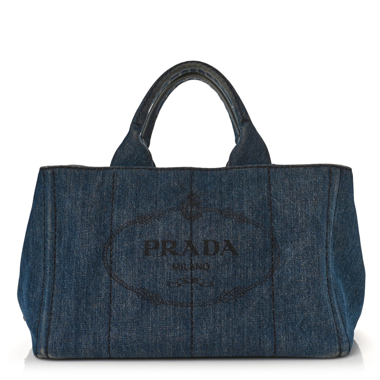 Prada Denim Logo Tote Bleu 1 of 9