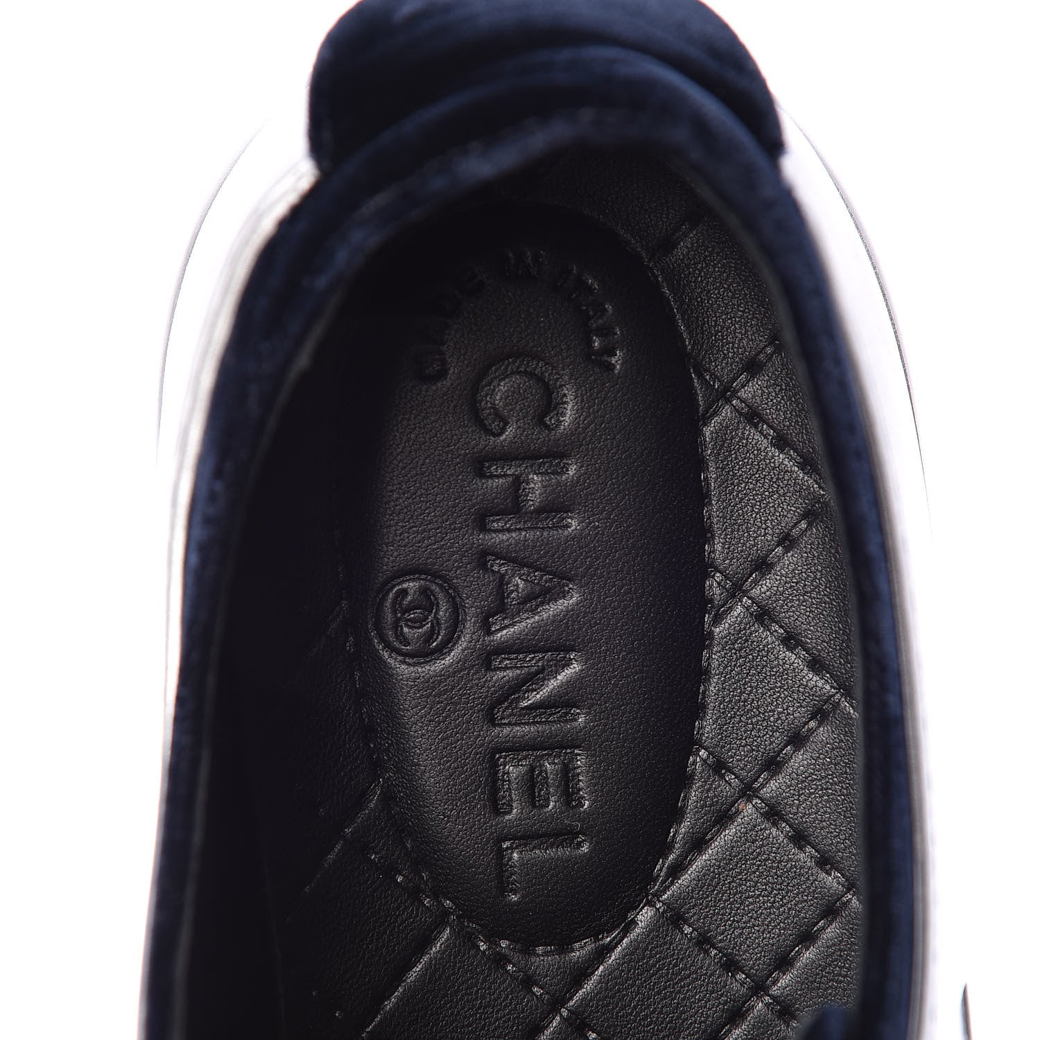Chanel Calfskin Velvet Womens CC Sneakers 39 Navy 6 of 11