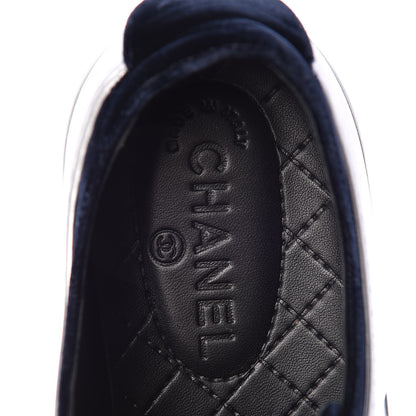 Chanel Calfskin Velvet Womens CC Sneakers 39 Navy 6 of 11